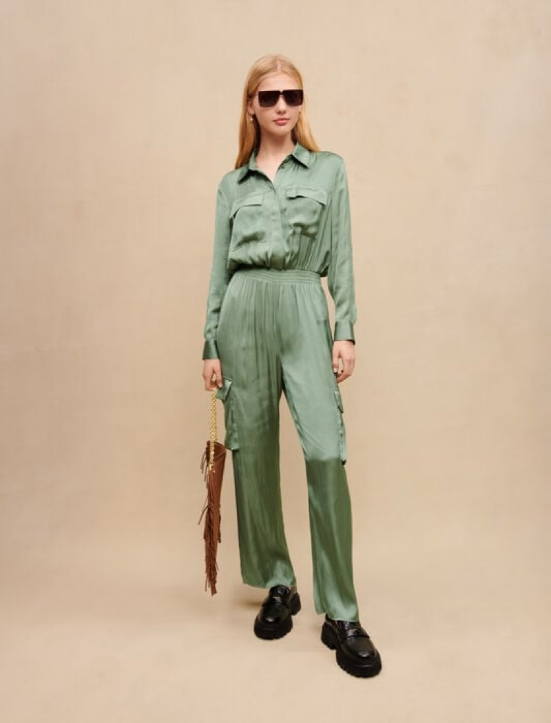 Maje Satiny Jumpsuit Dames Groen | GQNBFHA-21